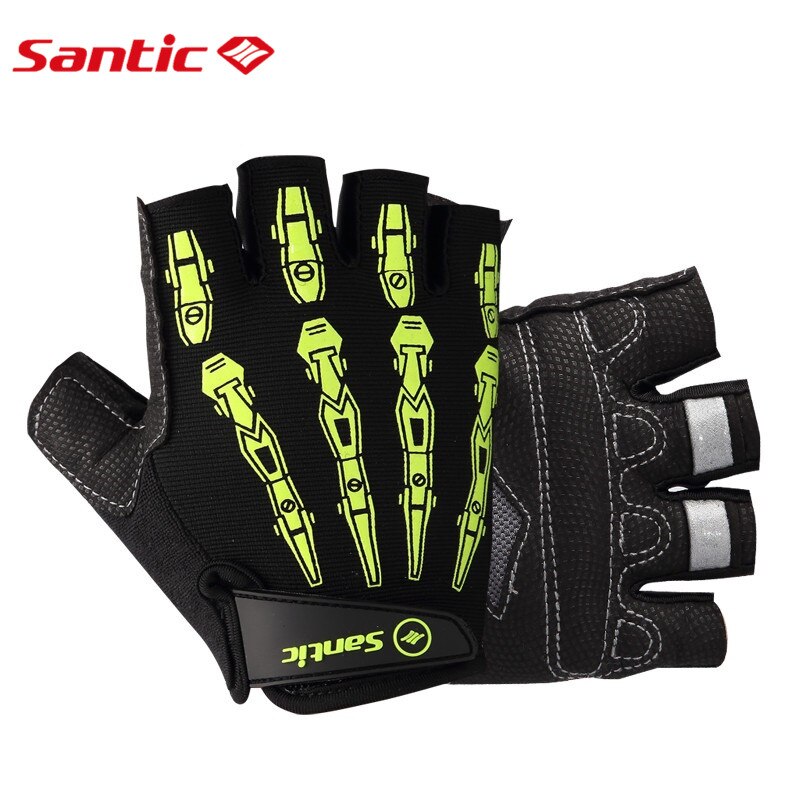Ƽ  հ  Ŭ 尩    ̽  尩 Mtb Bike Gloves Sports Mittens/Santic Half Finger Skeleton Cycling Gloves Male Shockproof Pro Racing Ridi